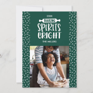 Cartão De Festividades Verde   Foto Brilhante De Espíritos Feriados