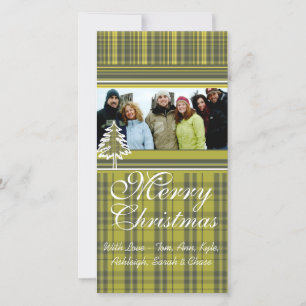 Cartão De Festividades Verde limão Xadrez Pine Tree Holiday Family