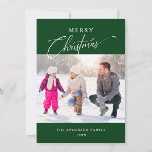 Cartão De Festividades Verde Moderno Mínimo 2 Fotos Feliz Natal