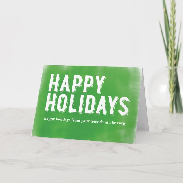 Cartão De Festividades Verde pintado dos feriados (Frente)