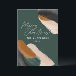 Cartão De Festividades Verde terracotta moderna cor da água mínima<br><div class="desc">Cartão de natal não fotográfico verde de terracotta abstrato watercolor moderno. Moderno na design de pista verde,  bege e terracotta.</div>