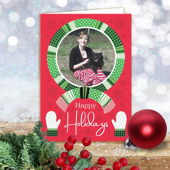 Cartão De Festividades Verdes Bufalo Checks Foto Feliz  (Criador carregado)