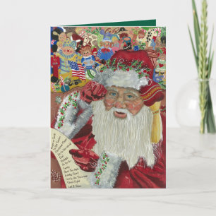 Cartão De Festividades Verificando Duas Vezes - Papai noel Verde de Dentr