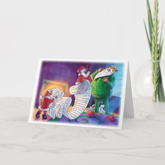Cartão De Festividades Verifique duas vezes Papais noeis (Frente)