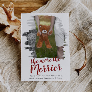 Cartão De Festividades Vermelho Bruto Quanto Mais Feliz Foto De Gravidez