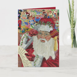 Cartão De Festividades Vermelho Clássico do Papai Noel por Dentro Verific