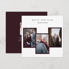 Cartão De Festividades Vermelho de Colagem de Fotos do Script 3 do Feliz 