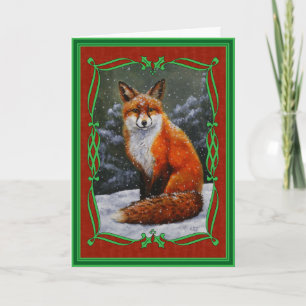 Cartão De Festividades Vermelho de Feriado Festivo de Neve