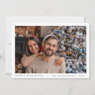 Cartão De Festividades Vermelho de Foto da Família Moderna de Natal minim