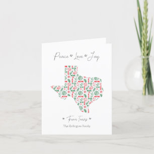 Cartão De Festividades Vermelho e Verde Padrão de Arte de Linha do Texas 