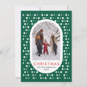Cartão De Festividades Vermelho Festivo Foto Personalizada da Família Nat