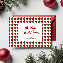 Vermelho Festivo Verde Xadrez Feliz Natal 