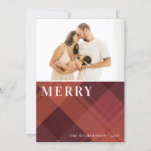 Vermelho Maroon Marsala Xadrez 1 Foto Feliz Natal