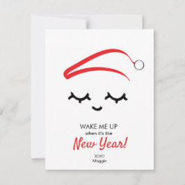 Cartão De Festividades Vermelho me Acordar no Ano Novo Olhos dão um Natal