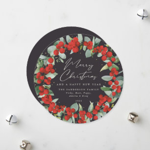 Cartão De Festividades Vermelho Preto Quente SuaveBerry+Eucalyptus Feriad