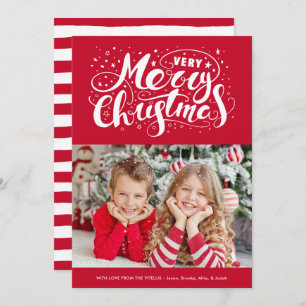 Cartão De Festividades Vermelho tipografia de Natal muito feliz moderno