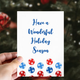 Cartão De Festividades Vernentes azuis e vermelhos do Natal moderno