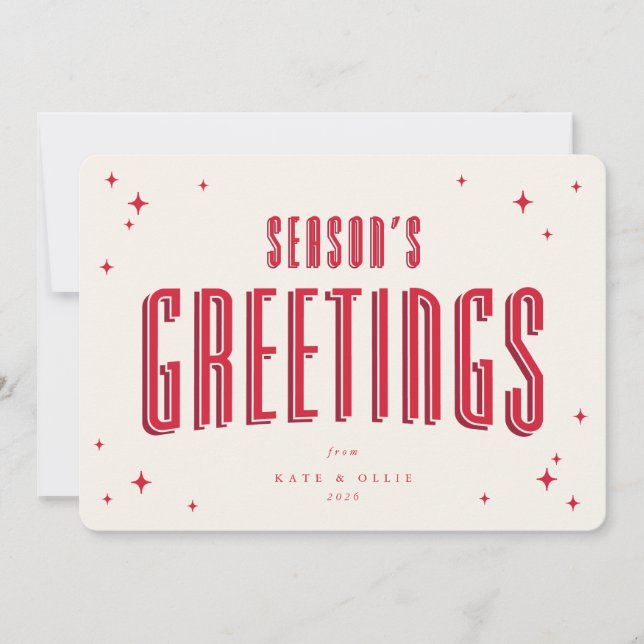 Cartão De Festividades Versões da Época Vermelha e das Estrelas Retroativ (Frente)