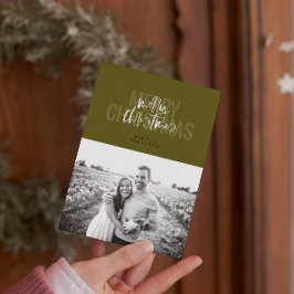 Cartão De Festividades Vertical Evergreen de Natal Duplo Moderno