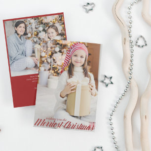 Cartão De Festividades Vertical - Foto de Script Vermelho Chic de Natal M