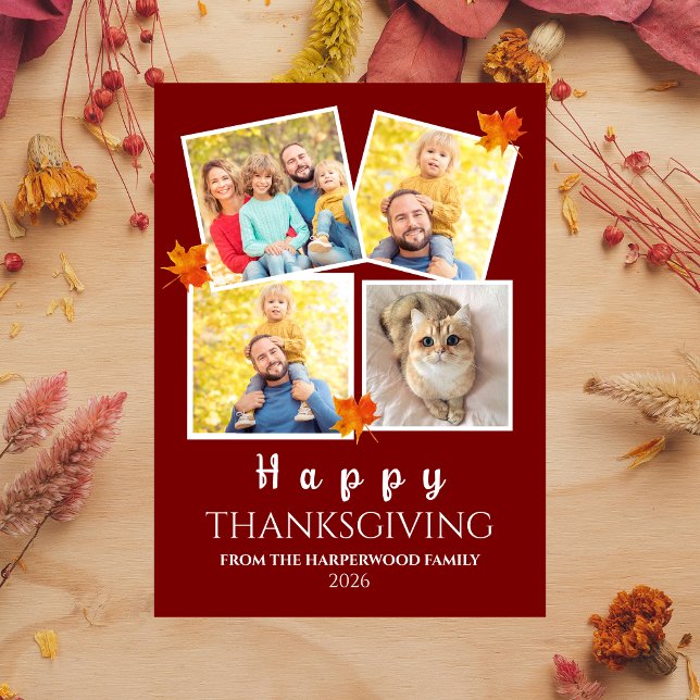 Cartão De Festividades Very Thankful | Fall thanksgiving family 4 photo (Criador carregado)