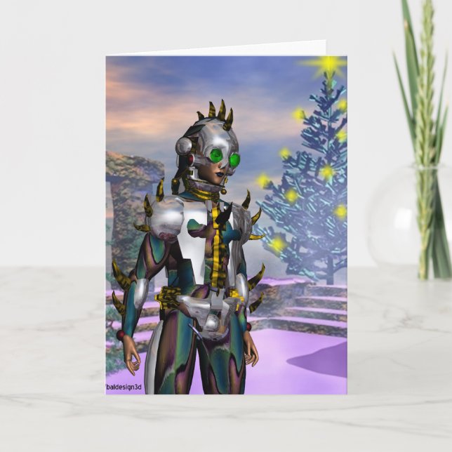 CARTÃO DE FESTIVIDADES VÉS DE ANO NOVO DE UM CIBORGUE CAÍU... (Frente)