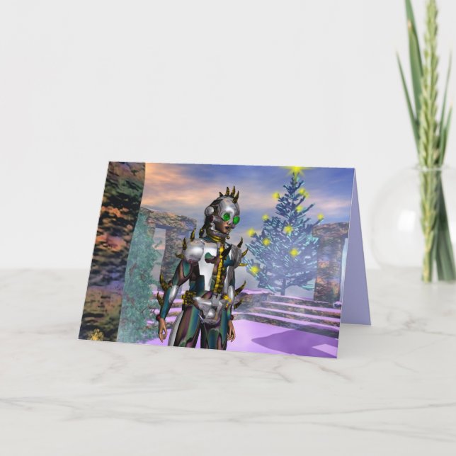 CARTÃO DE FESTIVIDADES VÉS DE ANO NOVO DE UM CIBORGUE CAIU... (Frente)