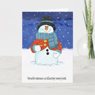 Cartão De Festividades Vesele vanoce a stastny novy rok - Czech Snowman