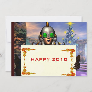 CARTÃO DE FESTIVIDADES VÉSPERA DE ANO NOVO DE UM CIBORGUE