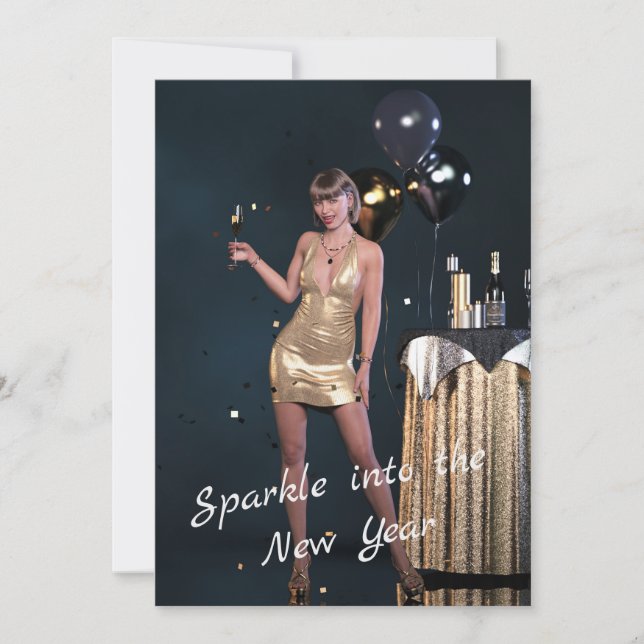 Cartão De Festividades Véspera de ano novo em vestimenta sequestrada (Frente)