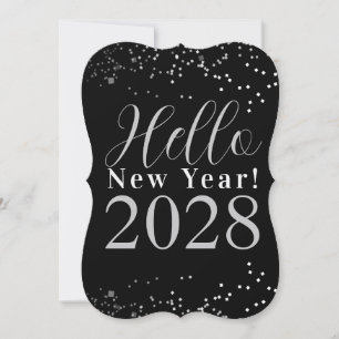 Cartão De Festividades Véspera de Ano Novo Feliz Ano Novo Preto Brilho Pr