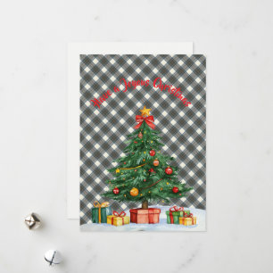 Cartão De Festividades Vestido Azul Stewart Tartan Clan Escocês Natal