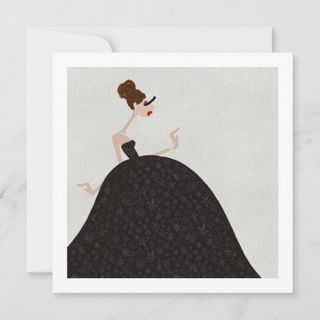Cartão De Festividades Vestido da Festa de Quarta-feira em Salão Negro (Frente)