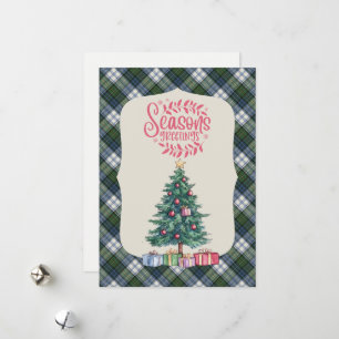 Cartão De Festividades Vestido de Campbell Antigo Tartan Escocês Natal