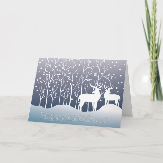 Cartão De Festividades Vestido Feriado Feliz em Neve (Frente)