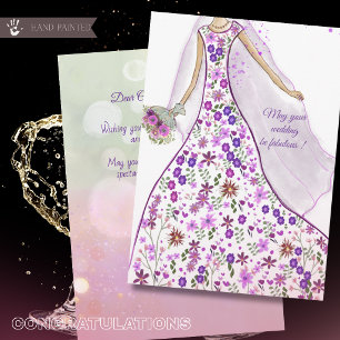 Cartão De Festividades Vestido Roxo de Flor Silvestre de Noiva Parabéns