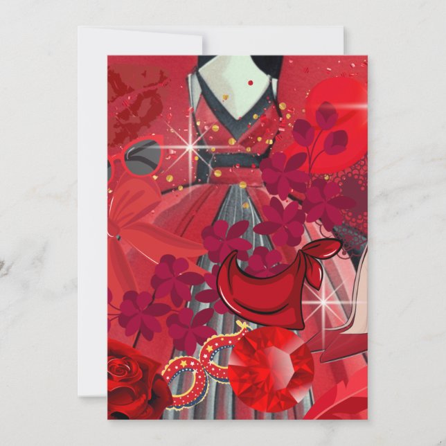 Cartão De Festividades Vestir Vermelho (Frente)