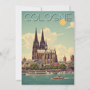 Cartão De Festividades Viagem da Catedral de Colônia de Vintage na Aleman