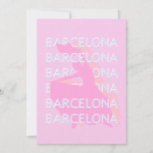 Cartão De Festividades Viagem de Barcelona, Espanha, Pastel, rosa
