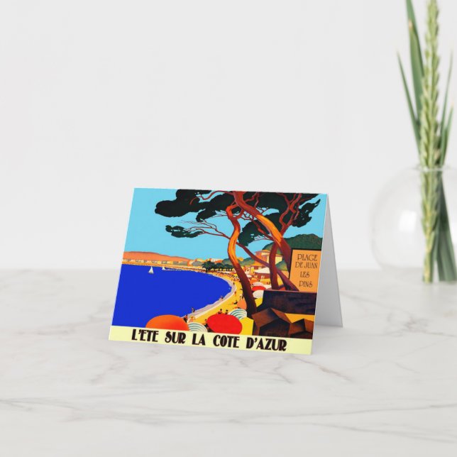 Cartão De Festividades Viagem francês Vintage Cote D'Azur (Frente)