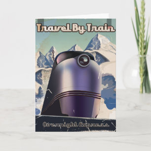 Cartão De Festividades Viagem por comboio Sci-Fi Vintage art