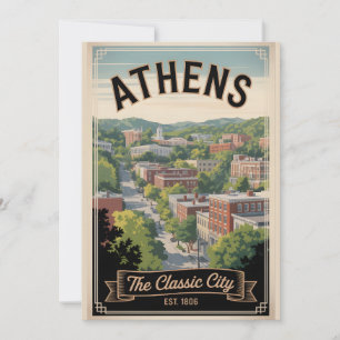 Cartão De Festividades Viagem Retro Atenas Geórgia Vintage