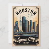 Viagem Retro Houston Texas Cidade Espacial Vintage