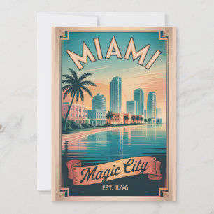 Cartão De Festividades Viagem Retro Miami Flórida Cidade Mágica