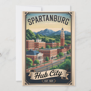 Cartão De Festividades Viagem Retro Spartanburg Carolina do Sul