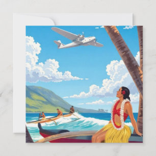 Cartão De Festividades Viagens Vintage no Havaí
