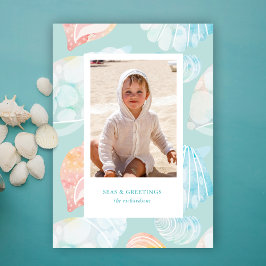 Cartão De Festividades Vias E Saudações Da Shell Watercolor