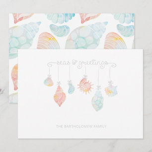 Cartão De Festividades Vias E Saudações Da Shell Watercolor