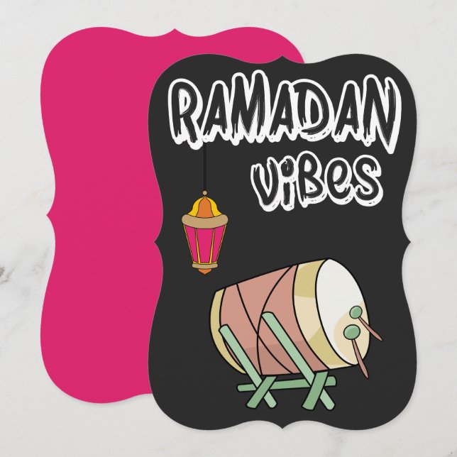 Cartão De Festividades Vibrações do Ramadão - Suhour, Iftar, Hilal - رمضا (Frente/Verso)