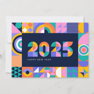 Cartão De Festividades Vibrante Ano Novo 2025